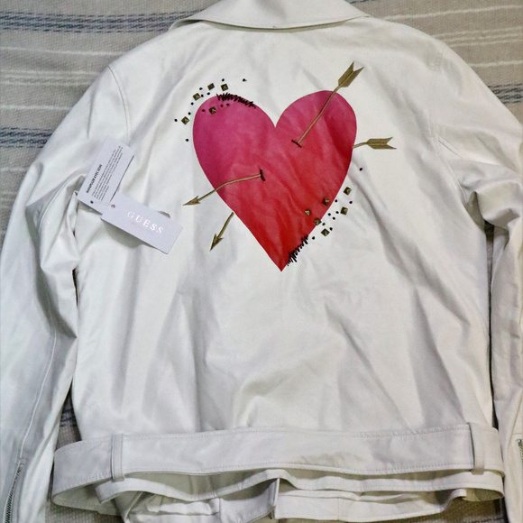 Guess Jackets & Blazers - GUESS LS Hart Bright White Moto Jacket NWT Sz LG Women